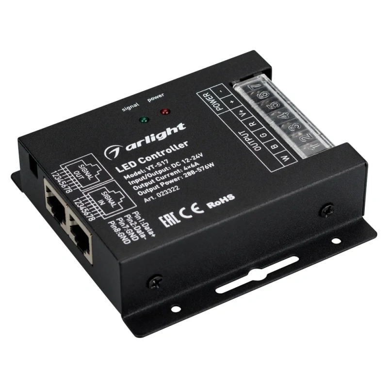 Контроллер VT-S17-4x6A (12-24V, ПДУ Овал, RF) (Arlight, IP20 Металл, 3 года) 023322