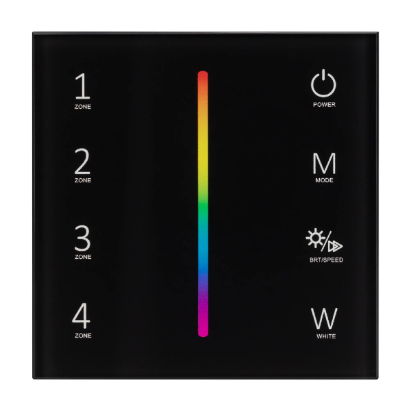 Панель Sens SMART-P30-RGBW Black (230V, 4 зоны, 2.4G) (Arlight, IP20 Пластик, 5 лет) 027104