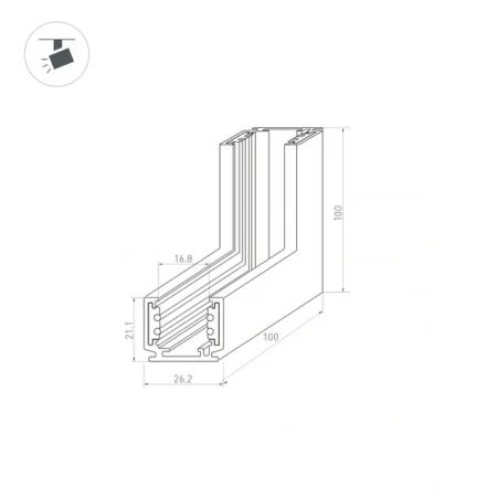 Коннектор угловой MAG-ORIENT-CON-2620-L90-INT (WH, внутренний) (Arlight, IP20 Металл, 3 года) 037325