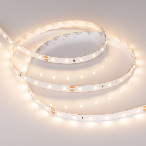 Светодиодная лента RT-A60-8mm 24V Warm3000 (4.8 W/m, IP20, 2835, 5m) (Arlight, Открытый) 024110(2)