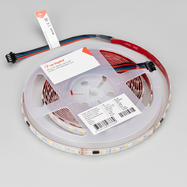 Светодиодная лента SPI-BA120-12mm 24V RGBW-White-PX6-BPT (16 W/m, IP20, 5060/2835, 5m) (Arlight, бегущий огонь) 040622
