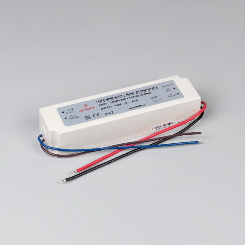 Блок питания ARPV-LV12100-A (12V, 8.3A, 100W) (Arlight, IP67 Пластик, 3 года) 018970(1)