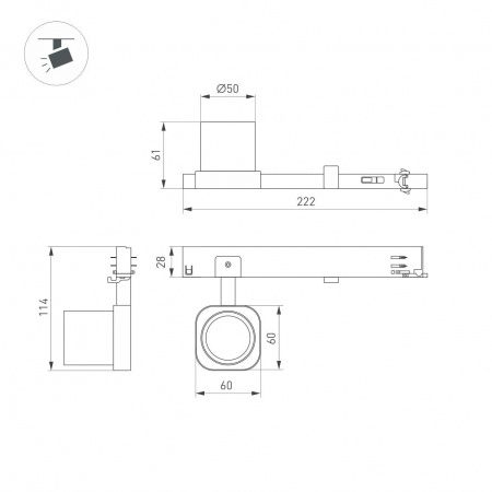 Светильник LGD-DIAFILM-4TR-R60-10W Warm3000 (WH, 60 deg, 230V) (Arlight, IP20 Металл, 5 лет) 061496