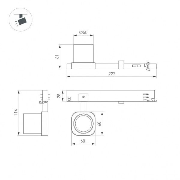 Светильник LGD-DIAFILM-4TR-R60-10W Warm2700 (BK, 20 deg, 230V) (Arlight, IP20 Металл, 5 лет) 061482
