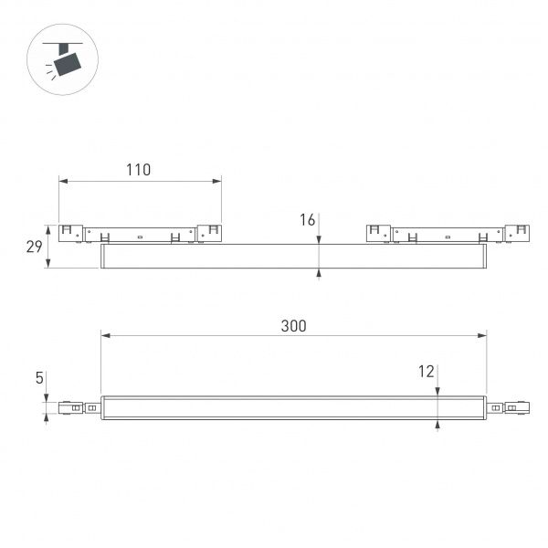 Светильник MAG-MICROCOSM-FLAT-L300-10W Warm3000 (WH, 100 deg, 24V) (Arlight, IP20 Металл, 5 лет) 051818