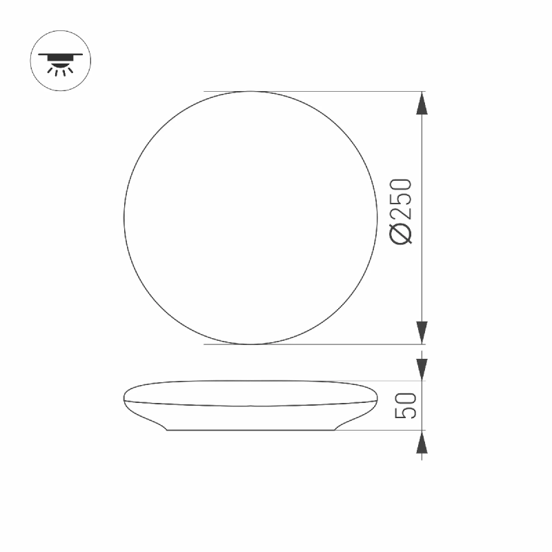 Светильник CL-FRISBEE-MOTION-R250-12W Warm3000 (WH, 180 deg, 230V) (Arlight, IP54 Пластик, 3 года) 030161