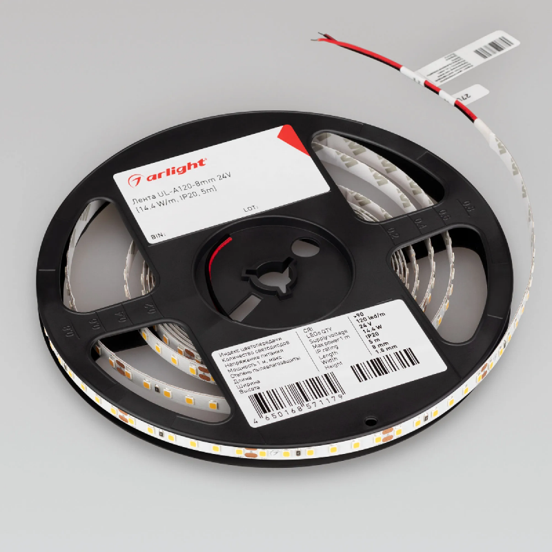 Светодиодная лента UL-A120-8mm 24V Warm3000 (9.6 W/m, IP20, 5m) (Arlight, 7 лет) 042297