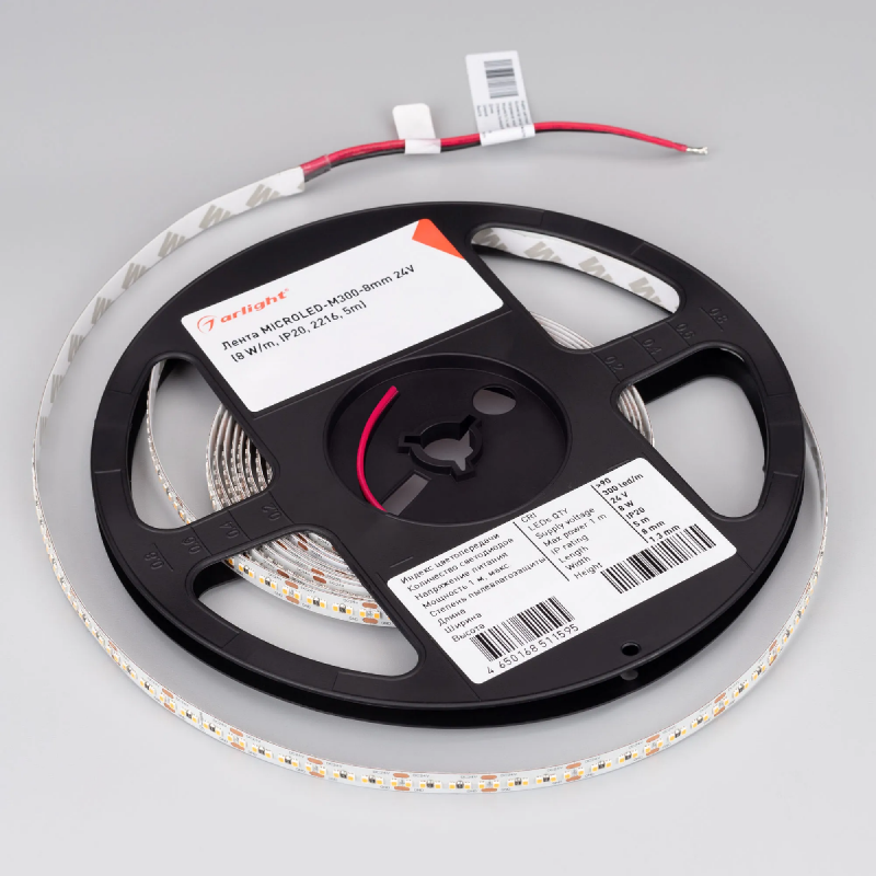 Светодиодная лента MICROLED-M300-8mm 24V Day4000 (8 W/m, IP20, 2216, 5m) (Arlight, Открытый) 023558(2)
