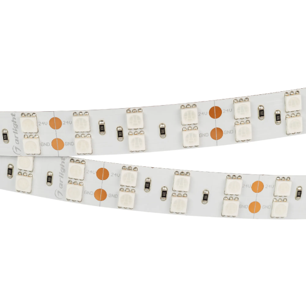 Светодиодная лента RT 2-5000 24V Yellow 2x2 (5060, 600 LED, LUX) (Arlight, 28.8 Вт/м, IP20) 011263
