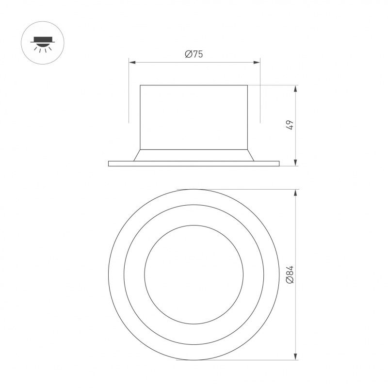 Светильник MS-DROP-BUILT-EMERGENCY-3H-R84-8W Warm3000 (BK, 85 deg, 230V) (Arlight, IP54 Металл, 3 года) 056677