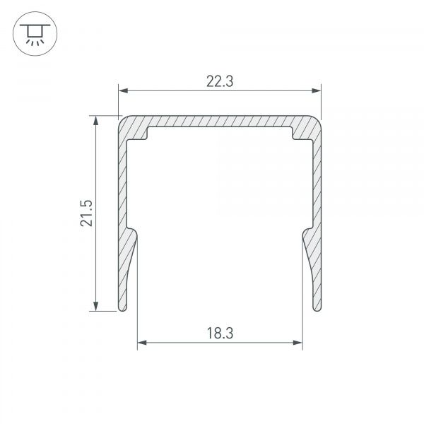 Профиль WPH-FLEX-2020-1000 ANOD (Arlight, Алюминий) 062627