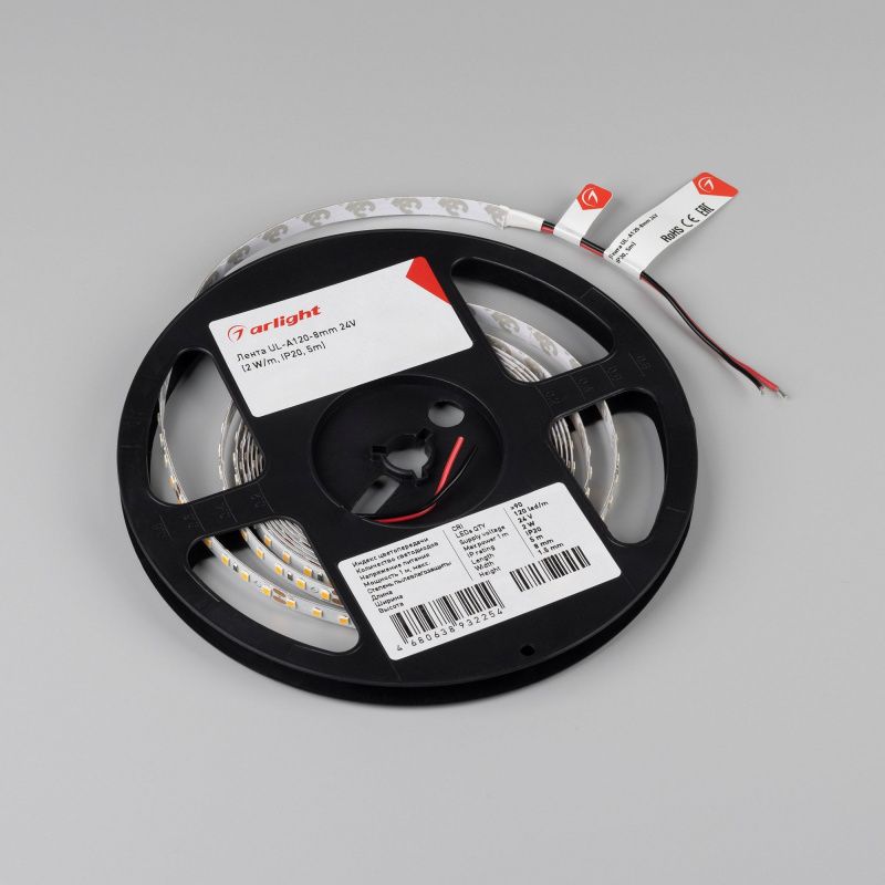 Светодиодная лента UL-A120-8mm 24V White6000 (2 W/m, IP20, 5m) (Arlight, Открытый) 057519