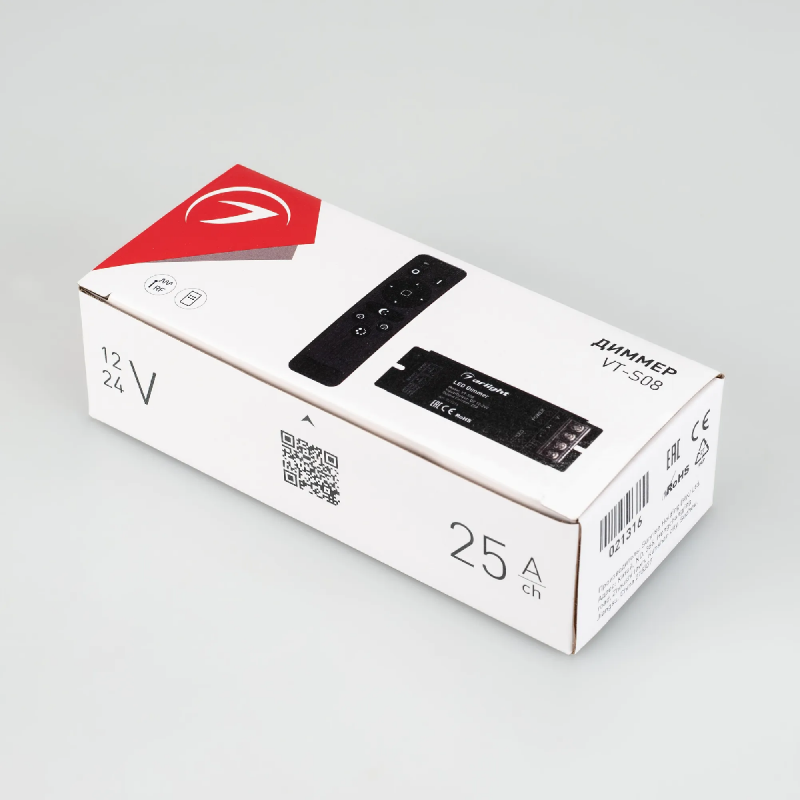 Диммер VT-S08-1x25A (12-24V, ПДУ Стик 12кн, RF) (Arlight, IP20 Металл, 3 года) 021316