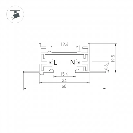 Трек LGD-2TR-TRACK-F-1000-WH-M (C) (Arlight, IP20 Металл, 3 года) 038670