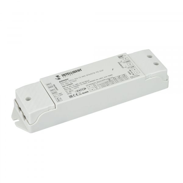 INTELLIGENT ARLIGHT Диммер SMART-DALI-102-72-MIX-DT6/DT8-PD-SUF (12-48V, 2x10A) (IARL, IP20 Пластик, 5 лет) 060684