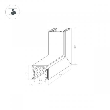 Коннектор угловой MAG-ORIENT-CON-2620-L90-EXT (WH, внешний) (Arlight, IP20 Металл, 3 года) 037326