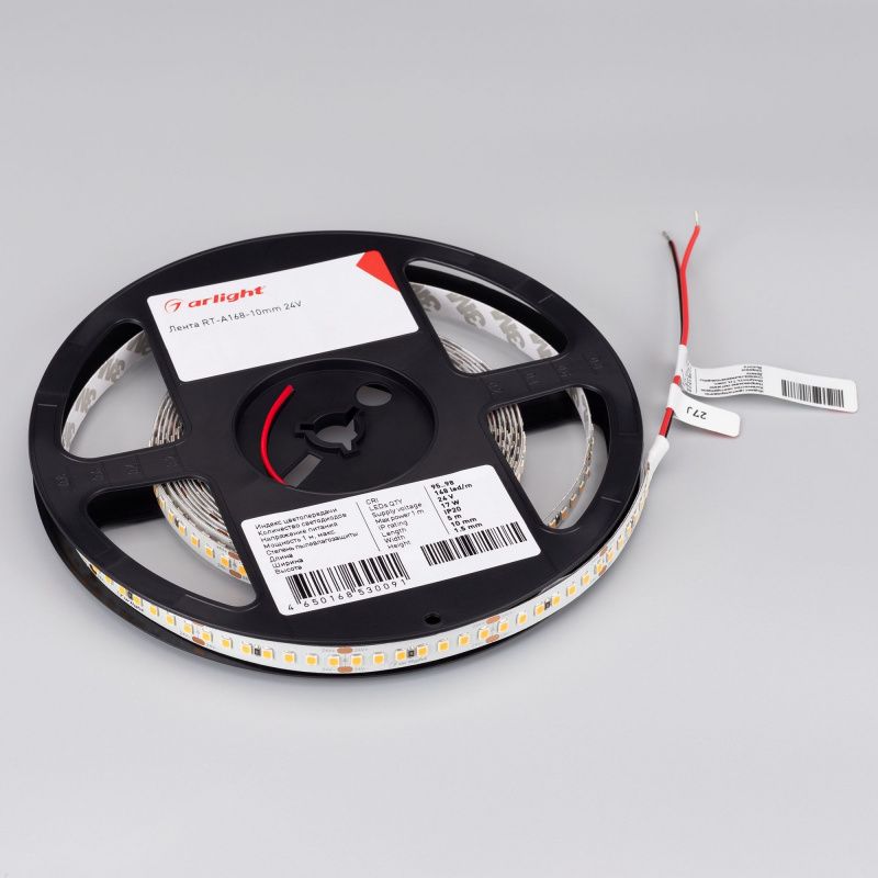 Светодиодная лента RT-A168-10mm 24V Day5000 CRI98 (17 W/m, IP20, 2835, 5m) (Arlight, Открытый) 025138(2)