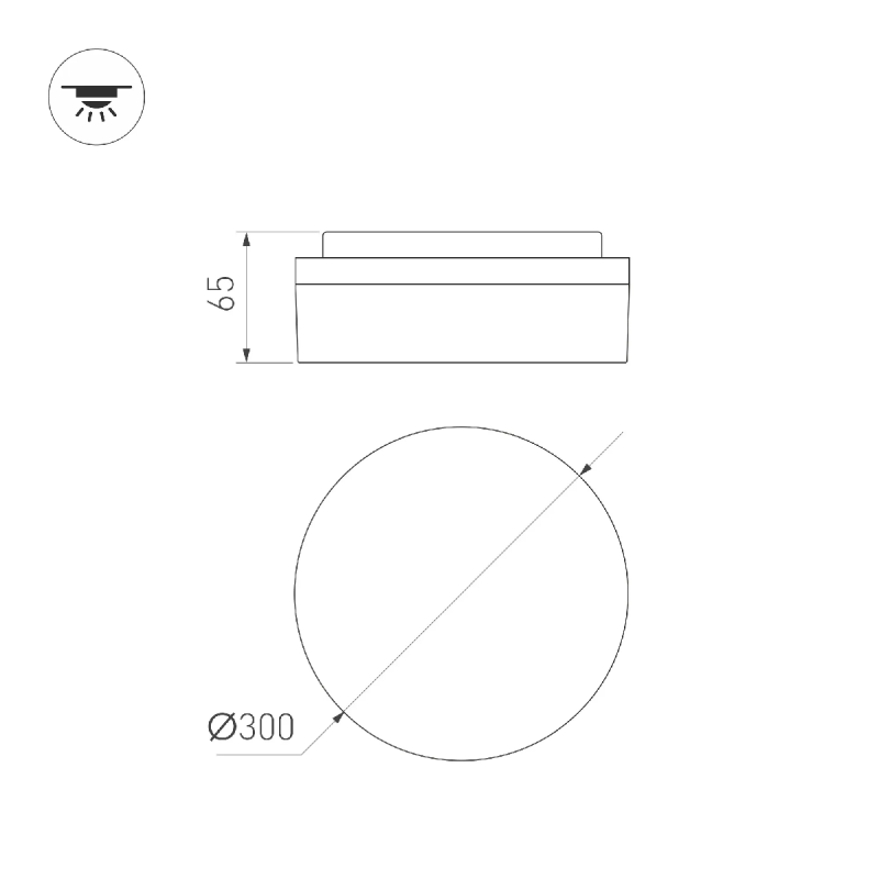 Светильник CL-BOUWER-MOTION-R300-21W Day4000-MIX (WH, 110 deg, 230V) (Arlight, IP54 Пластик, 5 лет) 054761