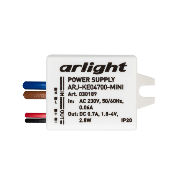 Блок питания ARJ-KE04700-MINI (2.8W, 700mA) (Arlight, IP20 Пластик, 5 лет) 030189