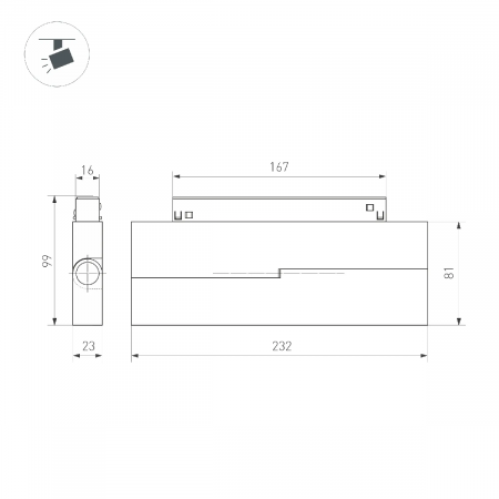 Светильник MAG-ORIENT-LASER-FOLD-S230-12W Warm3000 (BK, 30 deg, 48V, DALI) (Arlight, IP20 Металл, 5 лет) 034642(1)