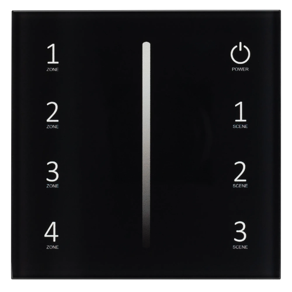 Панель Sens SMART-P17-DIM Black (230V, 4 зоны, 2.4G) (Arlight, IP20 Пластик, 5 лет) 028129