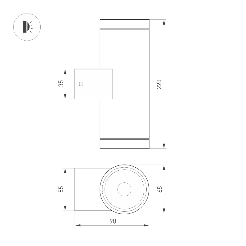 Светильник LGD-RAY-WALL-TWIN-R65-2x12W Day4000 (GR, 6 deg, 230V) (Arlight, IP65 Металл, 3 года) 044232