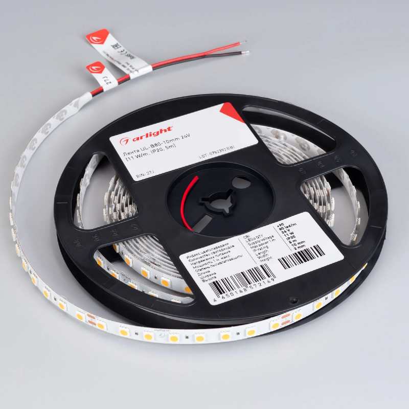 Светодиодная лента UL-B80-10mm 24V Warm3000 (11 W/m, IP20, 5m) (Arlight, 7 лет) 041376