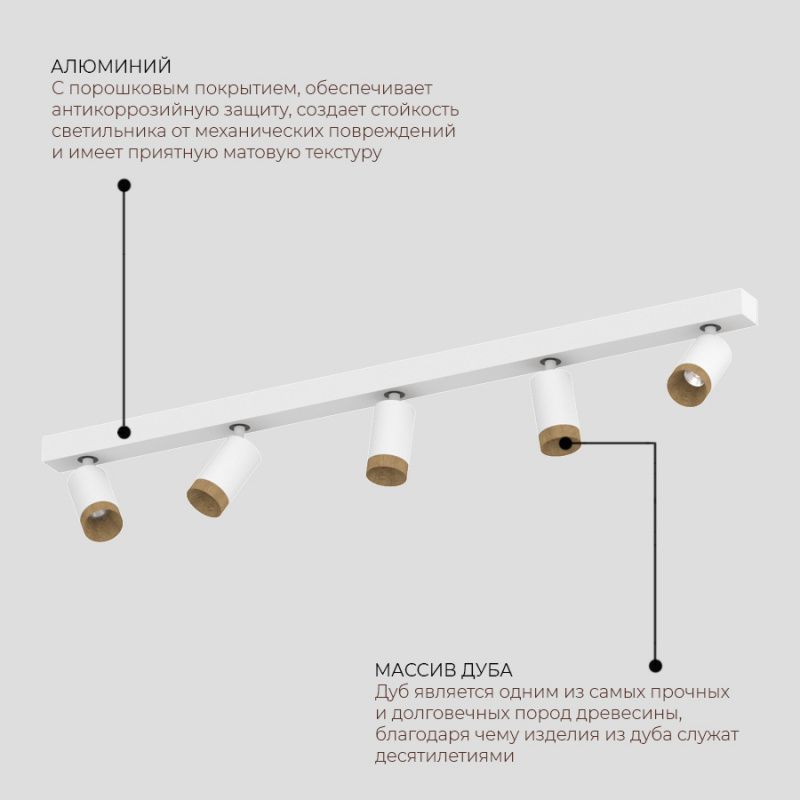 Накладной светодиодный светильник Ledron SAGITONY E5 S60 Wooden White