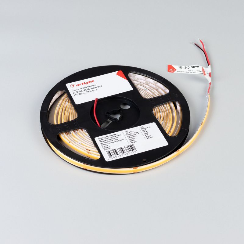 Светодиодная лента герметичная COB-SE-X378-8mm 24V Day4000 (11 W/m, IP65, 5m) (Arlight, -) 058300