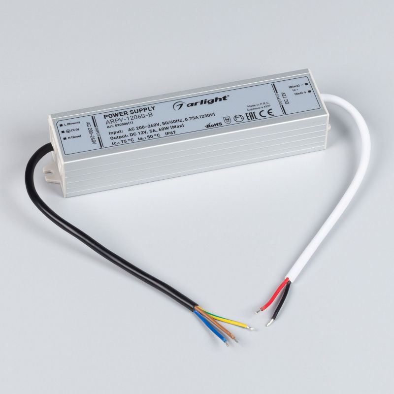 Блок питания ARPV-12060-B (12V, 5.0A, 60W) (Arlight, IP67 Металл, 3 года) 020006(1)