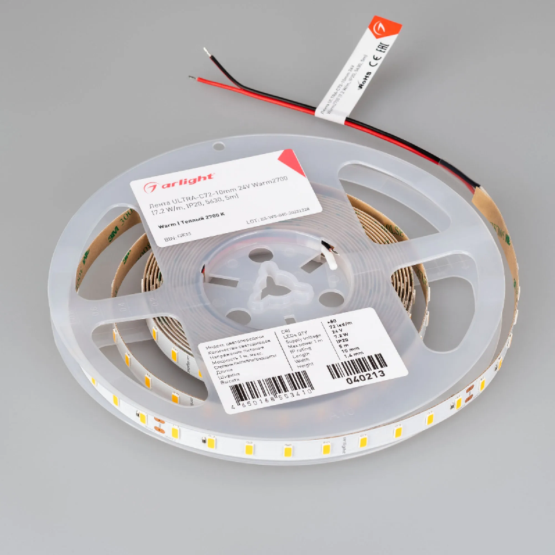 Светодиодная лента ULTRA-C72-10mm 24V Warm2700 (7.2 W/m, IP20, 5630, 5m) (Arlight, высок.эфф.200 лм/Вт) 040213