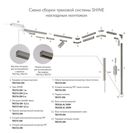 Электрический коннектор прямой для трека SHINE BASE TR5722-DN