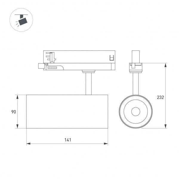Светильник LGD-GERA-TRUECOLOR-4TR-R90-30W Warm3000 CRI98 (Черный, 15 deg, 230V) (Arlight, IP20 Металл, 5 лет) 059942