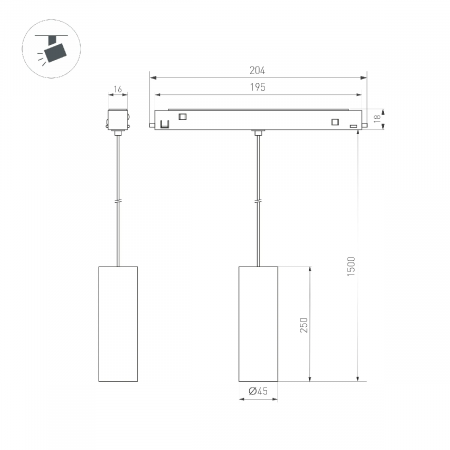 Светильник MAG-ORIENT-SPOT-HANG-R45-12W Warm3000 (WH, 24 deg, 48V, DALI) (Arlight, IP20 Металл, 5 лет) 035831