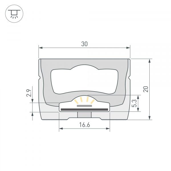 Силиконовый профиль WPH-FLEX-3020-TOP-S16-10m WHITE (Arlight, Силикон) 062838