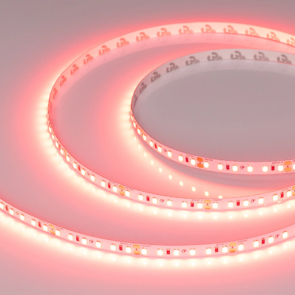 Светодиодная лента RT-A120-8mm 24V Scarlet (9.6 W/m, IP20, 2835, 5m) (Arlight, -) 043383