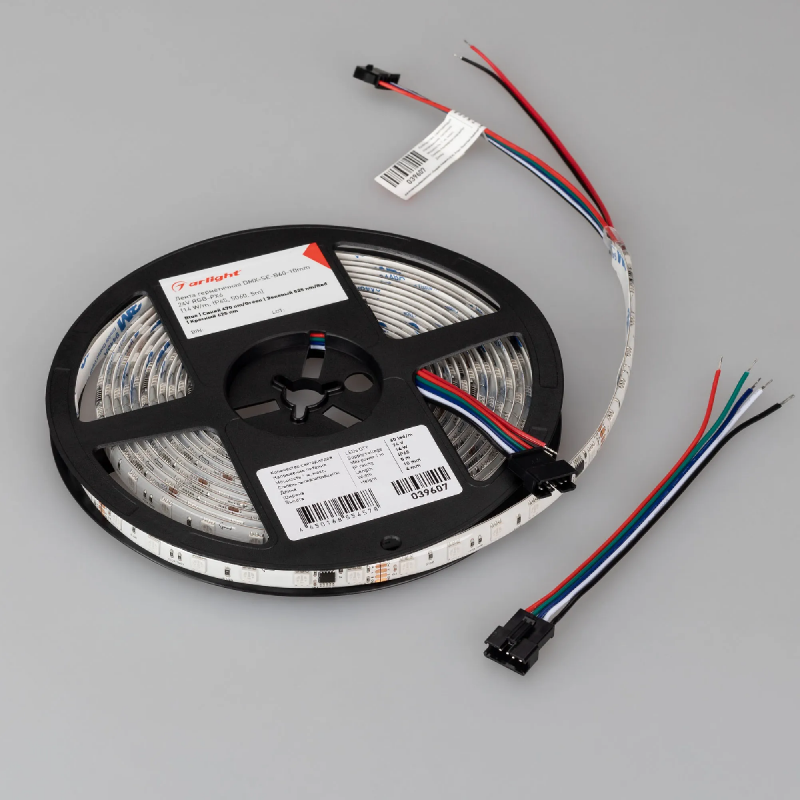Светодиодная лента герметичная DMX-SE-B60-10mm 24V RGB-PX6 (14 W/m, IP65, 5060, 5m) (Arlight, -) 039607