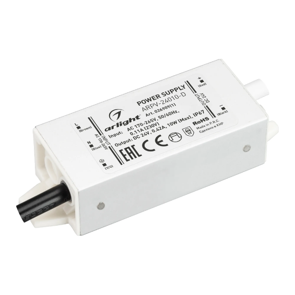 Блок питания ARPV-24010-D (24V, 0.42A, 10W) (Arlight, IP67 Металл, 3 года) 026909(1)