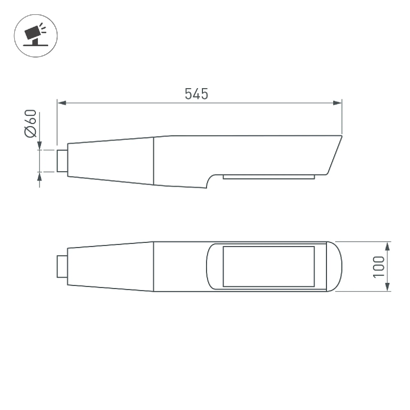Светильник OXOR-NOXT-EMP-545x100-25W Day4000 (BK, 120 deg, 230V) IP65 (Arlight, -) 052478