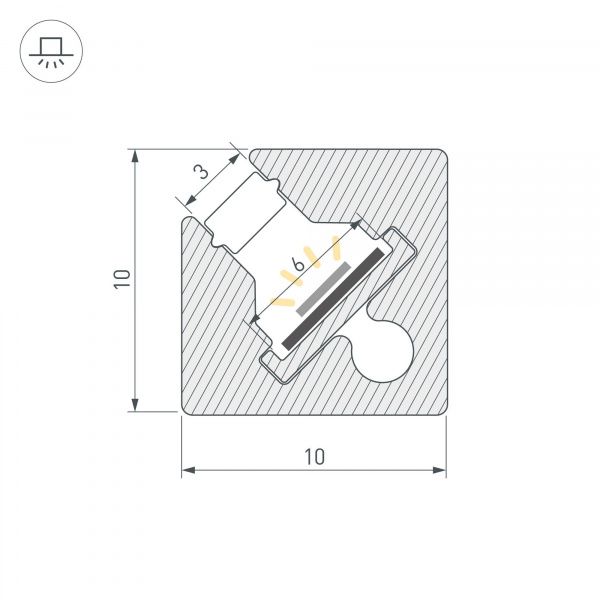Профиль с экраном SL-KANT-H10-SQUARE-2000 IRON GREY (Arlight, Алюминий+пластик) 055325