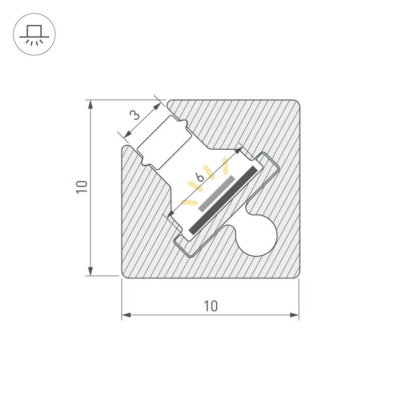 Профиль c экраном SL-KANT-H10-SQUARE-2000 CHAMPAGNE GOLD (Arlight, Алюминий+пластик) 055320