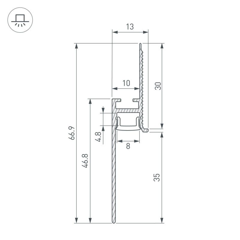 Профиль PLINTUS-FANTOM-BENT-H35-SIDE-2000 BLACK (Arlight, Алюминий) 043676(1)