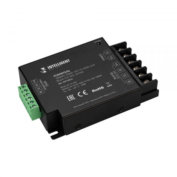 INTELLIGENT ARLIGHT Усилитель SMART-PWM-103-73-RGB-SUF Black (12-36V, 3x10A) (IARL, IP20 Металл, 5 лет) 027125(1)