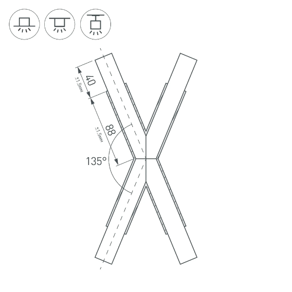 Крестовина PLS-LOCK-H25-Х135 (с экраном MAT-L) (Arlight, Металл) 026245