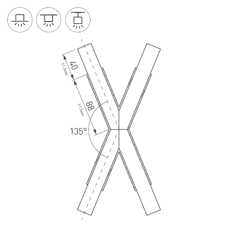 Крестовина PLS-LOCK-H25-Х135 (с экраном MAT-L) (Arlight, Металл) 026245