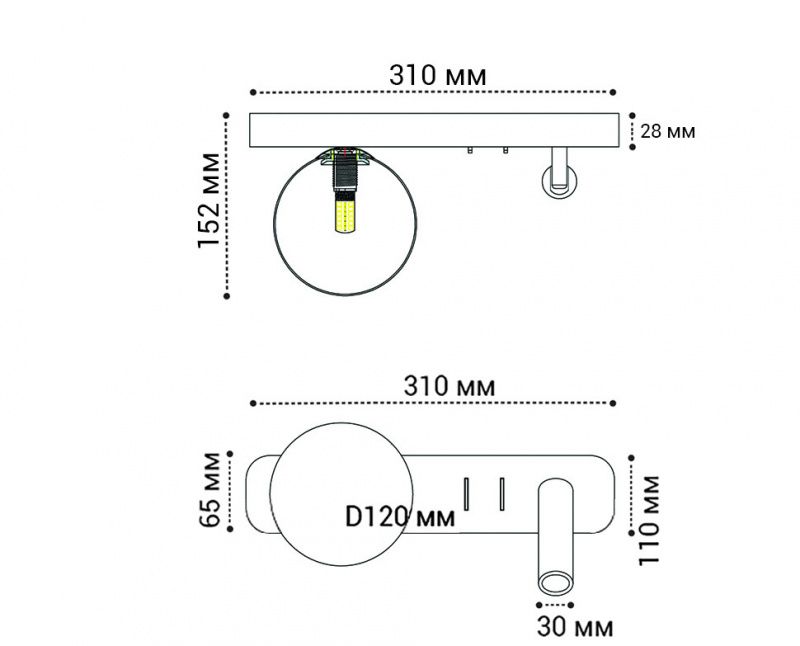 IT08-8024 black 3000K светильник настенный