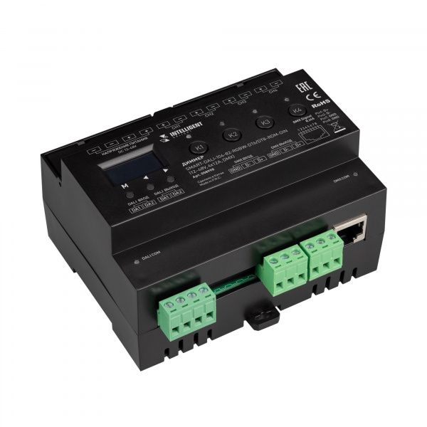 INTELLIGENT ARLIGHT Диммер SMART-DALI-104-82-RGBW-DT6/DT8-RDM-DIN (12-48V, 4x12A, DMX) (IARL, IP20 Пластик, 5 лет) 058998