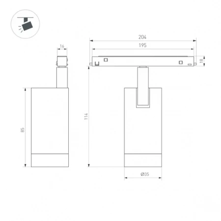 Светильник MAG-ORIENT-SPOT-R35-6W Warm3000 (BK, 24 deg, 48V) (Arlight, IP20 Металл, 5 лет) 033621