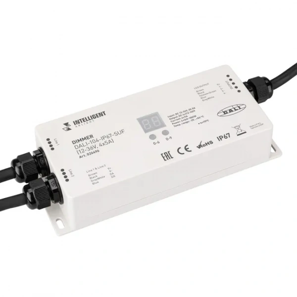 INTELLIGENT ARLIGHT Диммер DALI-104-IP67-SUF (12-36V, 4x5A) (IARL, IP67 Пластик, 3 года) 026496