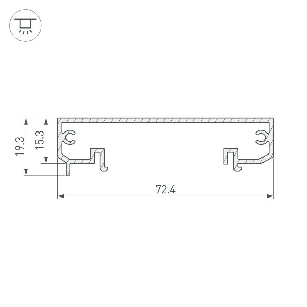 Профиль-держатель KLUS-POWER-W70-BASE-2000 ANOD (Arlight, Алюминий) 019883
